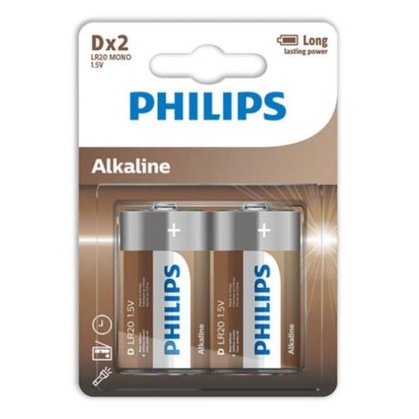PHILIPS ALKALINE BATTERY D LR20 BLISTER*2