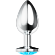 PLUG ANAL DE METAL COM DIAMANTE AZUL L 9X4CM