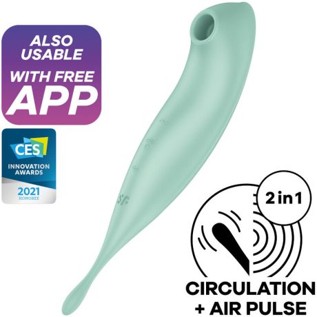 ESTIMULADOR/VIBRADOR DE PULSO DE AR HÍDRIDO TWIRLING PRO+ VERDE COM APP | SATISFYER