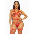 LEG AVENUE – KINK TEDDY ARNÊS CON TACHUELAS TALLA S – ROJO