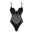 LEG AVENUE – SET TRES PIEZAS SUJETADOR, TANGA Y MEDIAS TALLA ÚNICA – NEGRO