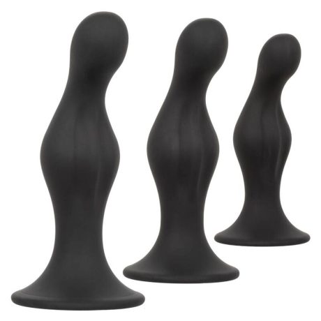 CONJUNTO DE 3 PLUGS ANAIS ONDULADOS PRETOS