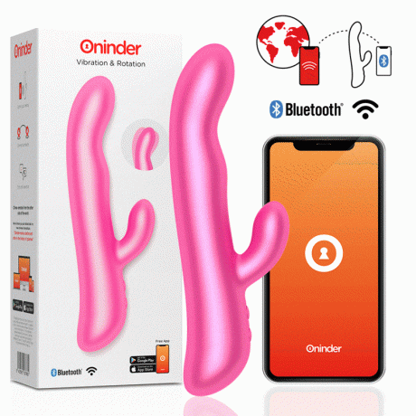 ONINDER VIBRATION & ROTATION VIBRADOR COELHO ROSA - FREE APP