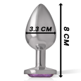 PLUG ANAL DE METAL COM DIAMANTE VIOLETA M 8X3.3CM