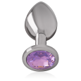 PLUG ANAL DE METAL COM DIAMANTE VIOLETA L 9X4CM