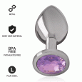 PLUG ANAL DE METAL COM DIAMANTE VIOLETA L 9X4CM
