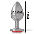 PLUG ANAL DE METAL COM DIAMANTE VERMELHO S 7X2.6CM