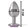 PLUG ANAL DE METAL COM DIAMANTE VIOLETA L 9X4CM