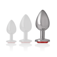 PLUG ANAL DE METAL COM DIAMANTE VERMELHO L 9X4CM
