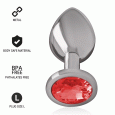 PLUG ANAL DE METAL COM DIAMANTE VERMELHO L 9X4CM