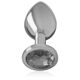PLUG ANAL DE METAL COM DIAMANTE PRETO L 9X4CM