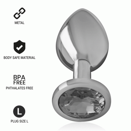 PLUG ANAL DE METAL COM DIAMANTE PRETO L 9X4CM