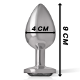 PLUG ANAL DE METAL COM DIAMANTE PRETO L 9X4CM