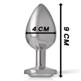 PLUG ANAL DE METAL COM DIAMANTE L 9X4CM