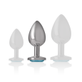 PLUG ANAL DE METAL COM DIAMANTE AZUL M 8X3.3CM