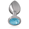PLUG ANAL DE METAL COM DIAMANTE AZUL M 8X3.3CM