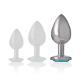PLUG ANAL DE METAL COM DIAMATE AZUL L 9X4CM