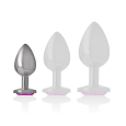PLUG ANAL DE METAL COM DIAMANTE ROSA S 7X2.6CM