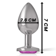 PLUG ANAL DE METAL COM DIAMANTE ROSA S 7X2.6CM