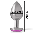 PLUG ANAL DE METAL COM DIAMANTE ROSA L 9X4CM