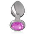 PLUG ANAL DE METAL COM DIAMANTE ROSA L 9X4CM