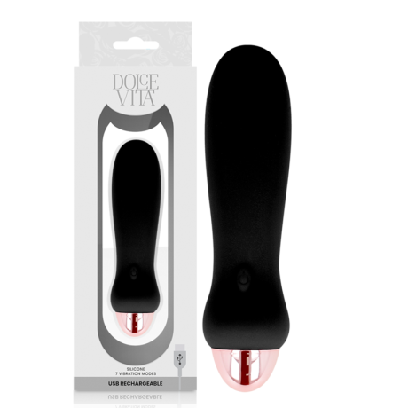 VIBRADOR RECARREGÁVEL DOLCE VITA CINCO PRETO 7 VELOCIDADES