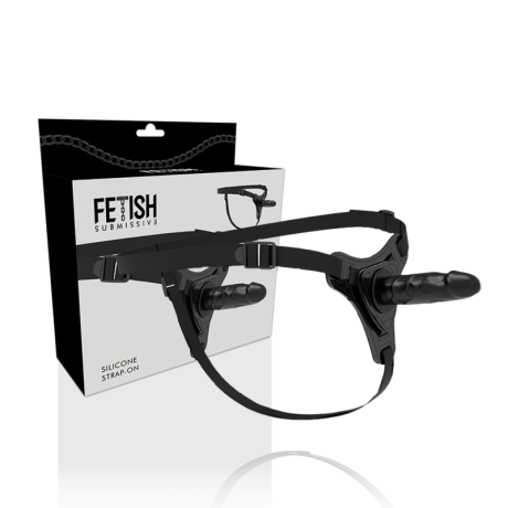 FETISH SUBMISSIVE SILICONE STRAP-ON REALISTA - PRETO 15 CM