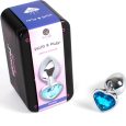 PLUG ANAL DE METAL COM DIAMANTE CORAÇÃO AZUL S 7X2.8CM | SECRETPLAY