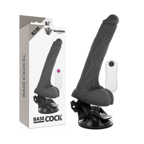 BASECOCK - VIBRADOR REALÍSTICO CONTROL REMOTO NEGRO 19.5 CM -O- 4 CM