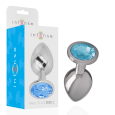 PLUG ANAL DE METAL COM DIAMANTE AZUL M 8X3.3CM