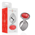 PLUG ANAL DE METAL COM DIAMANTE VERMELHO L 9X4CM