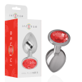 PLUG ANAL DE METAL COM DIAMANTE VERMELHO S 7X2.6CM
