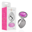 PLUG ANAL DE METAL COM DIAMANTE ROSA L 9X4CM