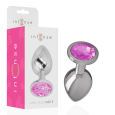 PLUG ANAL DE METAL COM DIAMANTE ROSA S 7X2.6CM