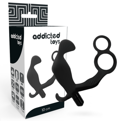 PLUG ANAL VIBRADOR COM ANEL DUPLO PRETO 11.4X4CM