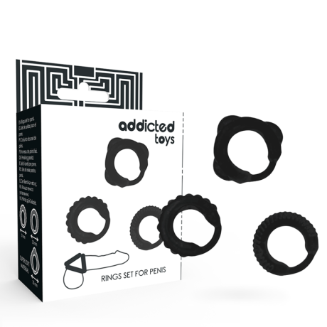 CONJUNTO DE 3 C-RING EM PRETO ADDICTED TOYS
