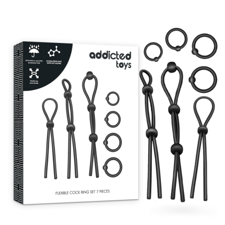 ADDICTED TOYS CONJUNTO DE ANÉIS DE SILICONE FLEXÍVEL 7 PEÇAS
