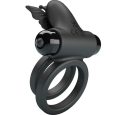 PRETTY LOVE – VIBRADOR DE ANEL DUPLO COM ESTIMULADOR PRETO