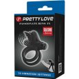 PRETTY LOVE – VIBRADOR DE ANEL DUPLO COM ESTIMULADOR PRETO