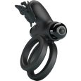 PRETTY LOVE – VIBRADOR DE ANEL DUPLO COM ESTIMULADOR PRETO
