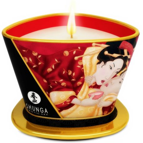 VELA DE MASSAGEM ROMANCE AROMA ESPUMANTE DE MORANGO 170ML | SHUNGA