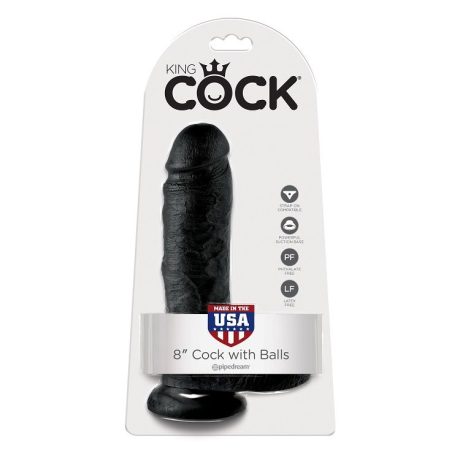 KING COCK 8 COCK BLACK WITH BALLS 20.3 CM