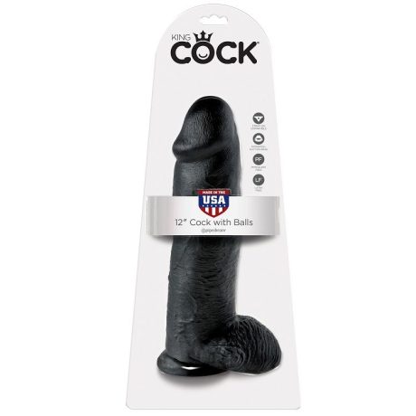 KING COCK 12 COCK BLACK WITH BALLS 30.48 CM