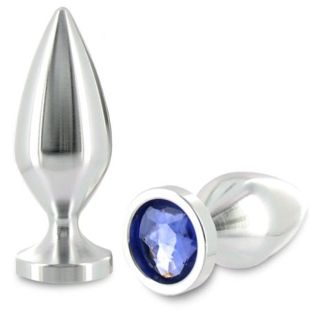 PLUG ANAL DE METAL COM DIAMANTE S AZUL 5.7X2.5CM