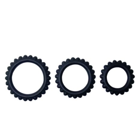 BAILE TITAN SET 3PCS ANEIS PÉNIS PRETO 2.8 + 2.4 + 1.9 CM