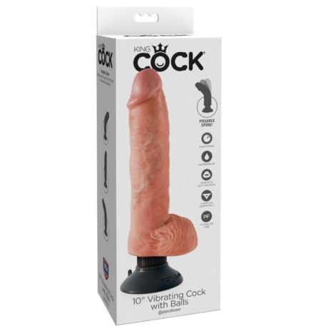 KING COCK 25,5 CM VIBRANTE GALO COM BOLAS CARNE