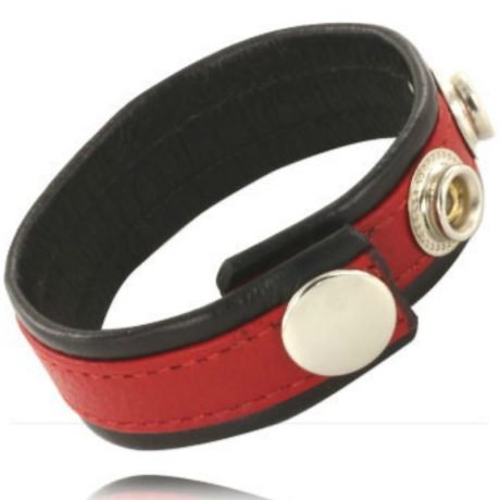 ALÇA DE COURO PARA PÉNIS - PRETO E VERMELHO