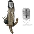BRAVE MAN MANGA DE PÉNIS COM ESTIMULADOR ANAL E DE CLITÓRIS DUPLA BALA PRETO 16.5 CM