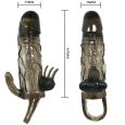 BRAVE MAN MANGA DE PÉNIS COM ESTIMULADOR ANAL E DE CLITÓRIS DUPLA BALA PRETO 16.5 CM