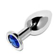 PLUG ANAL DE METAL COM DIAMANTE AZUL S 5.7X2.5CM